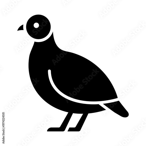 Quail icon, representing small game bird and poultry. Solid bold vector ideal for farming, wildlife, and bird-related concepts.