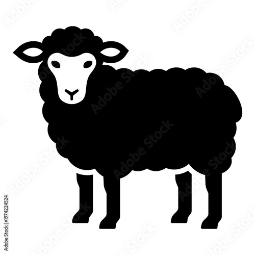 Sheep icon, symbolizing farm livestock and wool production. Solid bold vector suitable for agriculture, rural life, and animal husbandry.