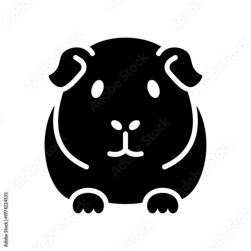 Guinea pig icon, symbolizing small pet and domestic rodent care. Solid bold vector ideal for pet shops, veterinary use, and animal concepts.