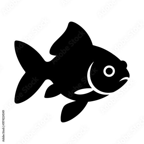 Goldfish solid icon, symbolizing pet fish and aquarium life. Solid bold vector suitable for pet care, aquatic animals, and home aquarium concepts.