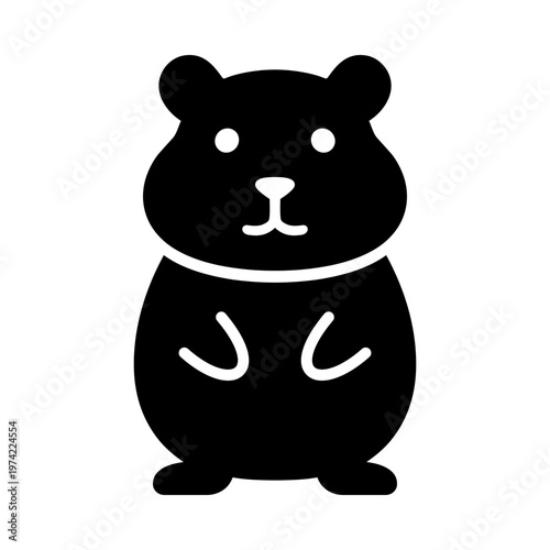Hamster icon, symbolizing small pet and rodent care. Solid bold vector perfect for pet stores, animal care, and domestic pet themes.