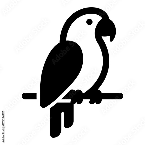 Parrot icon, representing tropical bird and exotic pet. Clean line vector suitable for bird care, wildlife, and nature themes.