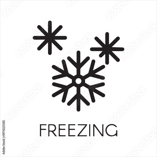 Graphic icon of snowflake. Line symbol of frozen food product. Button or sticker for print, online shops and mobile applications. Vector illustration
