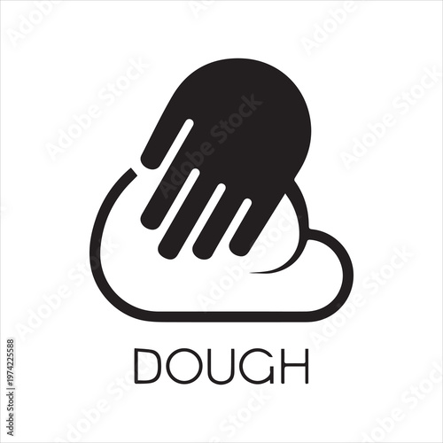 Graphic icon hands knead dough. Pictogram in flat design Preparation ingredient for pasta, pizza, bread, baked and other dishes. Cook vector label