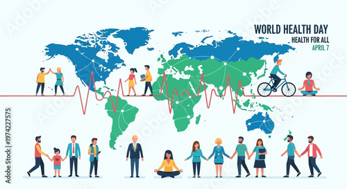World Health Day: Global Health For All, Diverse People, Healthy Lifestyle