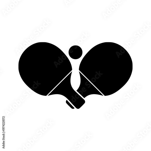 Crossed ping pong paddle icon isolated on white background