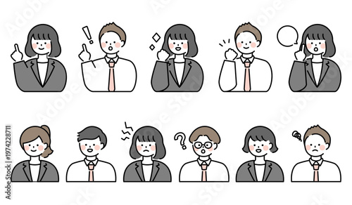 カジュアルスーツ　人物男女セット 上半身