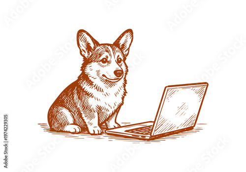 Corgi dog hand drawn sketch vector illustration pet