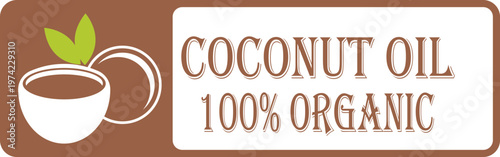 Coconut oil banner icon collection group tropical natural organic fruit oil label symbol skincare cosmetic food ingredient healthy plant vector minimal flat design.