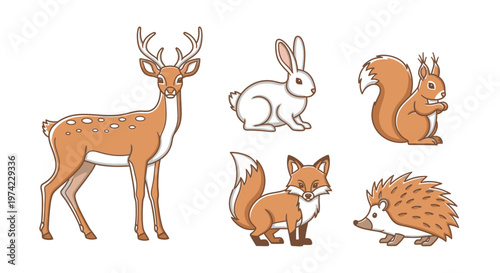 Collection of forest animal cartoon characters.