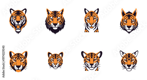 Collection of tiger head illustrations 2.
