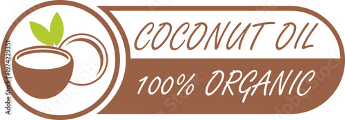 Coconut oil banner icon collection group tropical natural organic fruit oil label symbol skincare cosmetic food ingredient healthy plant vector minimal flat design.