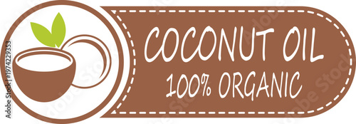 Coconut oil banner icon collection group tropical natural organic fruit oil label symbol skincare cosmetic food ingredient healthy plant vector minimal flat design.