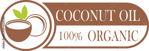 Coconut oil banner icon collection group tropical natural organic fruit oil label symbol skincare cosmetic food ingredient healthy plant vector minimal flat design.