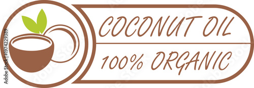 Coconut oil banner icon collection group tropical natural organic fruit oil label symbol skincare cosmetic food ingredient healthy plant vector minimal flat design.