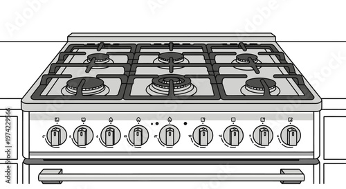 Gas Stove Cooktop with Multiple Burners.