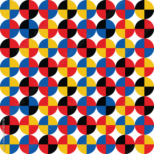 Bauhaus Style Geometric Seamless Pattern Vector Abstract Design