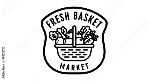 Fresh basket market shopping logo.