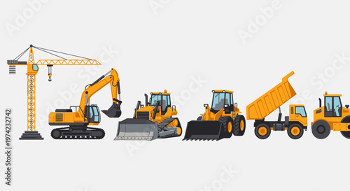 Heavy construction equipment machines vehicles.