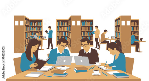 Students studying together at table.