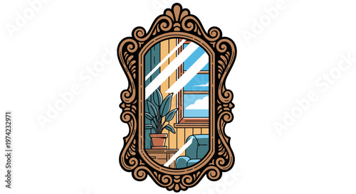 Vintage ornate brown picture frame.