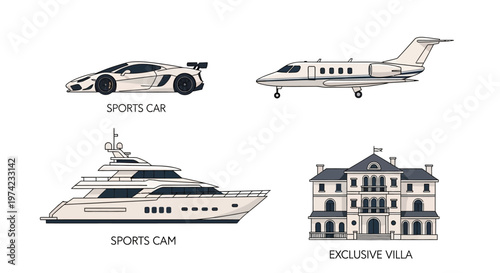 Luxury Sports Car and Private Jet.