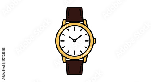 Analog Watch with Brown Strap.