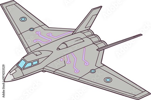 Isometric delta wing UAV pair representing modern unmanned combat and reconnaissance technology systems, no background.