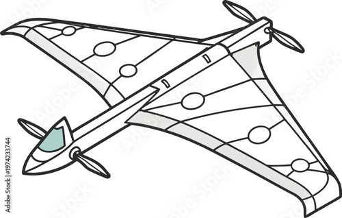 Isometric delta wing attack drone pair, unmanned military aircraft for reconnaissance and combat missions, no background.