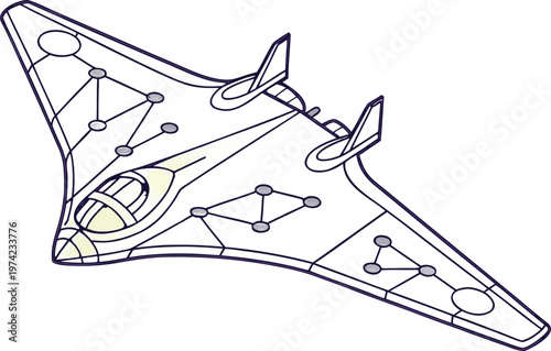 Isometric military drone pair with delta wings, modern unmanned combat aircraft for reconnaissance operations, no background.