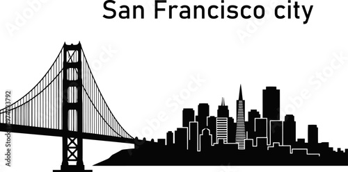 San Francisco silhouette on white background.