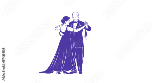 Elegant couple dancing ballroom dance in formal attire