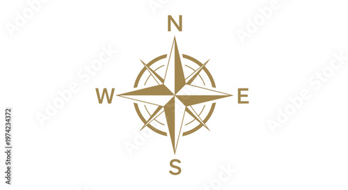Golden compass rose showing cardinal directions N S E W