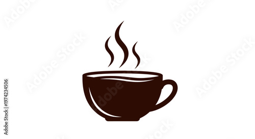 Hot coffee or tea cup with rising steam icon