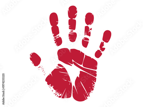A red handprint icon on a white background, symbolizing identity and uniqueness