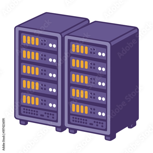 online data center file connection transmission flat color vector illustration template design