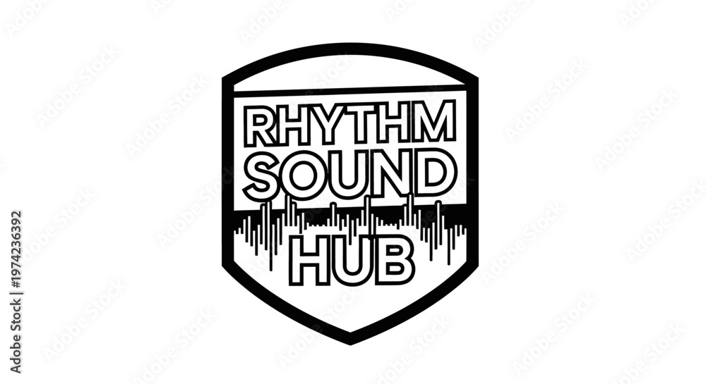Obraz premium Rhythm Sound Hub Music Logo Design.