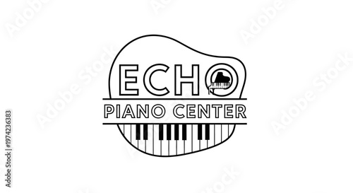 Piano logo with musical keyboard design.