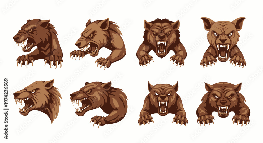 Fototapeta premium Collection of various bear heads and bodies.