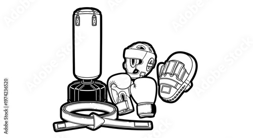 Boxing Gloves and Equipment Set.