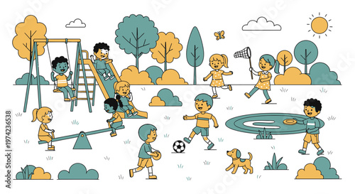 Children Playing Outside in Park 1.