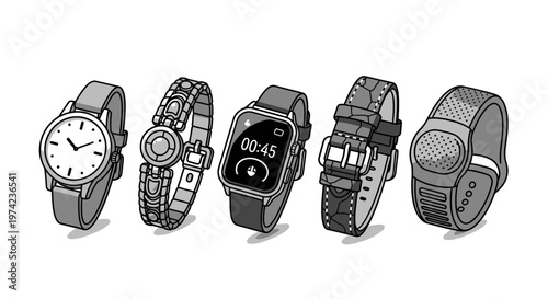 Variety of smart and classic watches.