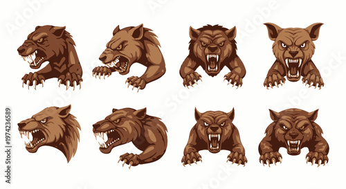 Collection of various bear heads and bodies.