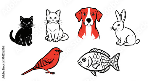 Collection of various cute animal faces.