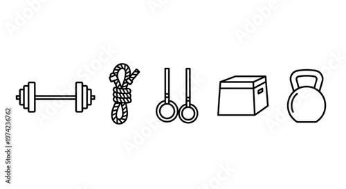 Fitness equipment icons for workout routine 1.