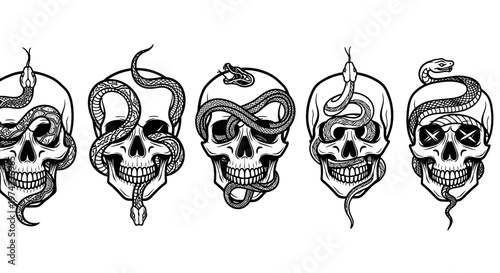 Skulls with snakes on them.