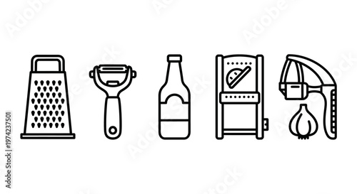 Kitchen Utensils and Tools Lineup.