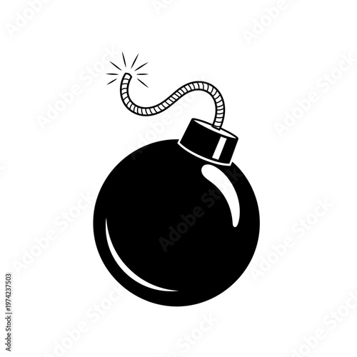 Black Bomb with Lit Fuse