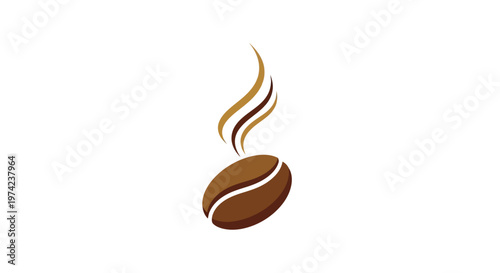 Coffee bean with steam icon logo design on white