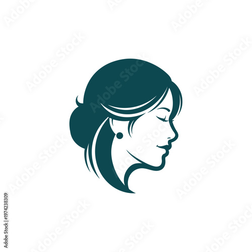 Elegant woman's profile with bun hairstyle and closed eyes